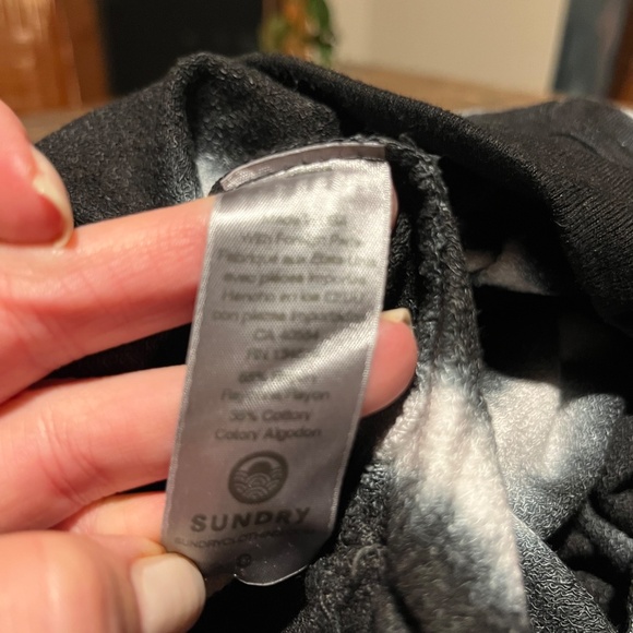 NWT Sundry For EVEREVE BLK Tie Dye Off the Shoulder Sweatshirt Wm 0(SM) LS Soft - Picture 15 of 15